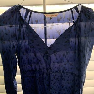 Rebecca Taylor Navy Leopard Print Blouse